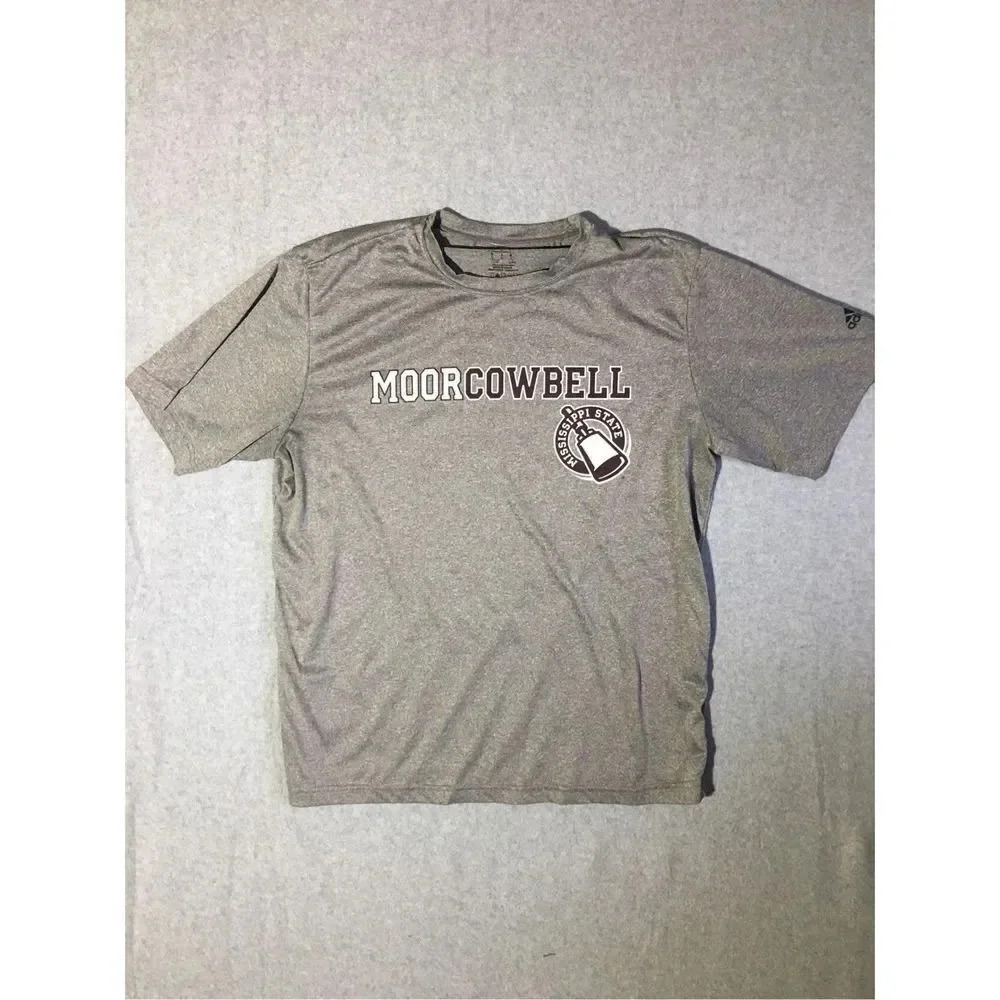 Mens Adidas Shirt Size Large Graphic Grey Short Sleeve Basic Mississippi State